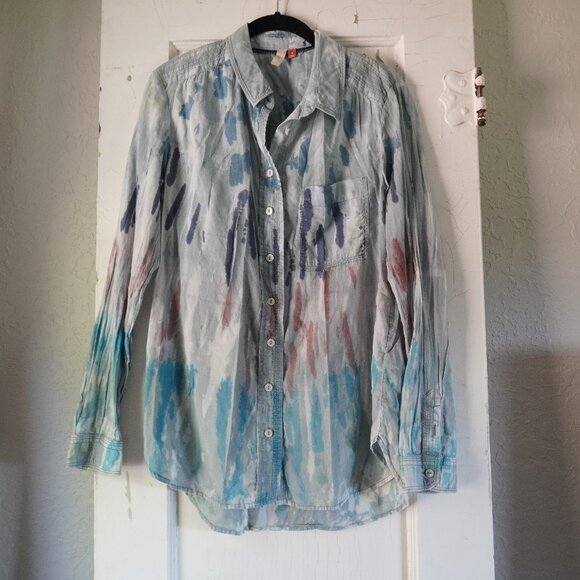 Anthropologie PICRO Button Down Long Sleeve Tie Dye Shirt size Small - Picture 2 of 9